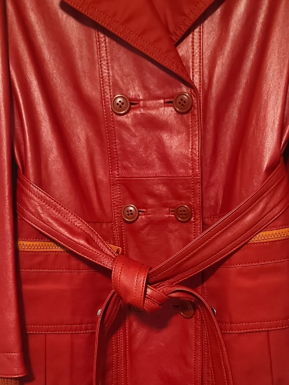 Coach JLO Red Leather Trench Coat - Picture 4 of 5